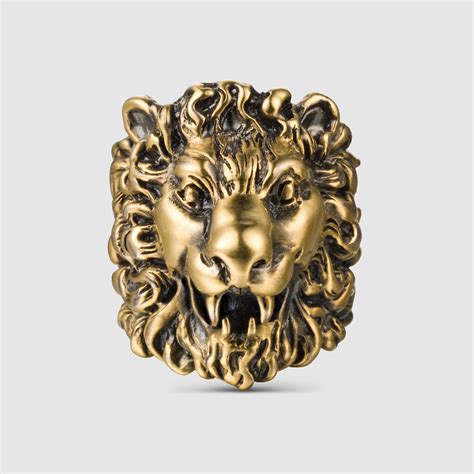 mens gucci lion ring